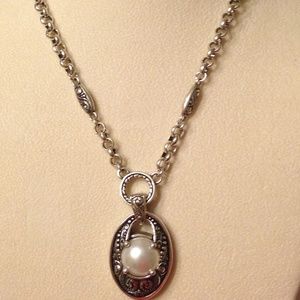 Brighton pearl silver link necklace
